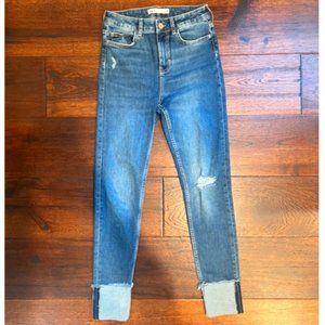 ZARA DENIM HIGH WAISTED SKINNY JEANS, SIZE US 4, MEDIUM BLUE  WASH